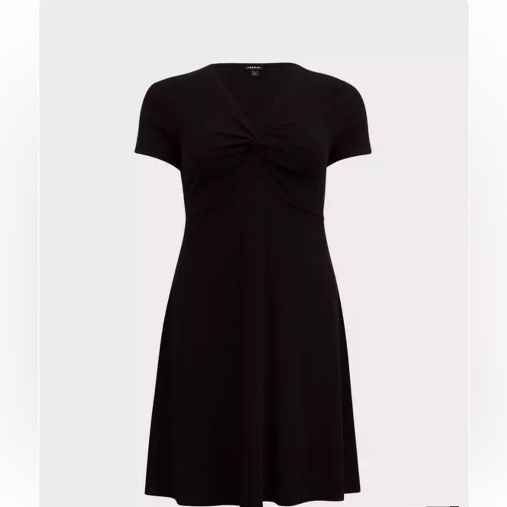Torrid- Mini Rib Knit Twist Front Skater Dress size 00/Med/LG - Picture 3 of 8